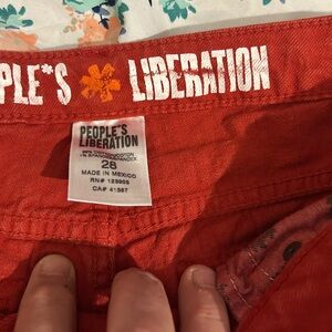 People's Liberation Women’s Burnt Orange Straight Leg Jeans Starfish Pockets 28
